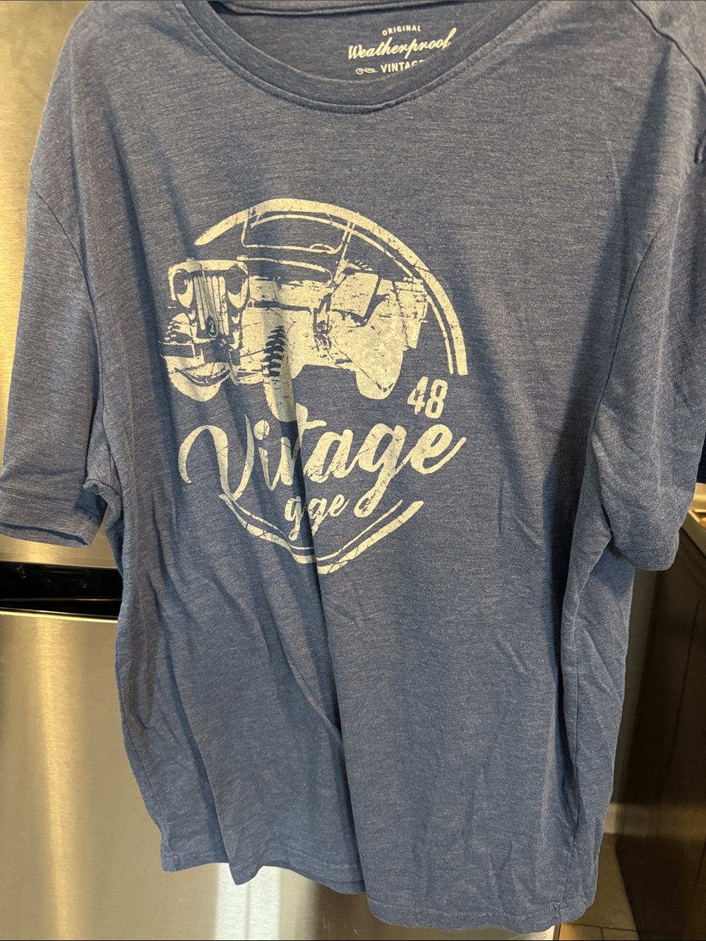 Weatherproof Blue Vintage Car Graphic Short Sleeve Tee
